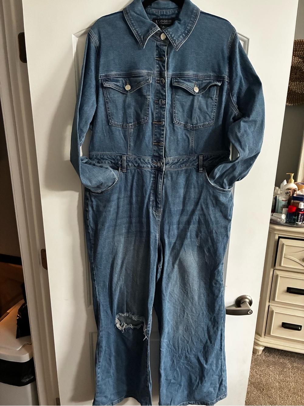 Eloquii Blue Denim Jumpsuit